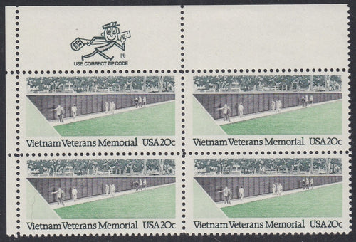 # 2109 (1984) Vietnam Memorial - Mr. Zip, BK/4, UL, MNH