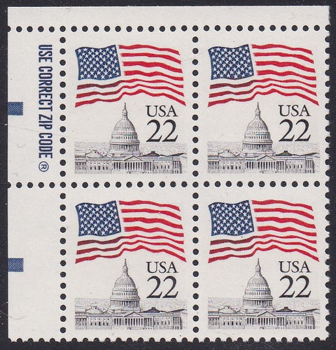 # 2114 (1985) Flag over Capitol, LB tag, DG - Zip BK/4, UL, MNH