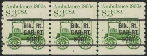 # 2128a (1985) 1860's Ambulance, Precancel, Gap 2L - PS/3, #1, XF MNH