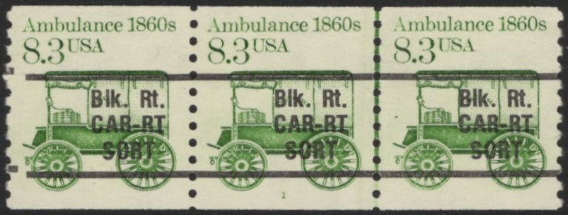 # 2128a (1985) 1860's Ambulance, Precancel, Gap 2L - PS/3, #1, XF MNH