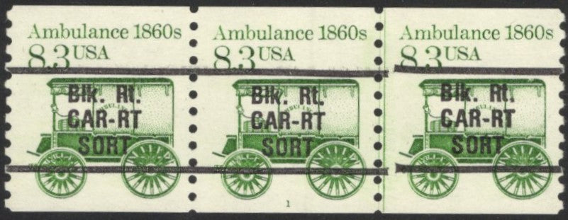 # 2128a (1985) 1860's Ambulance, Precancel - PS/3, #1, XF MNH