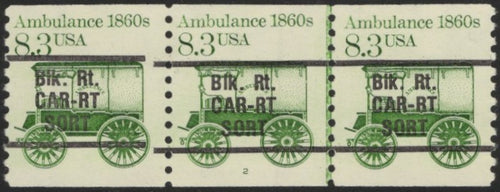 # 2128a (1985) 1860's Ambulance, Precancel, Gap 1L - PS/3, #1, XF MNH