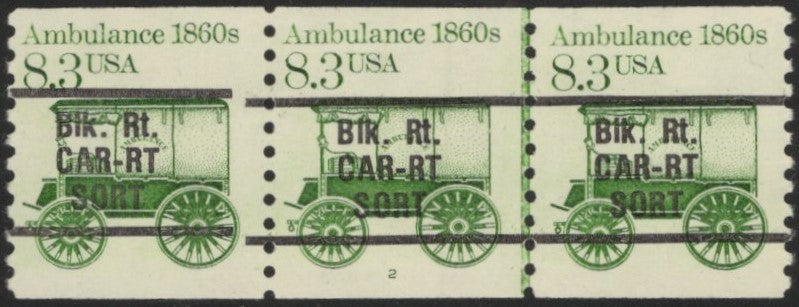 # 2128a (1985) 1860's Ambulance, Precancel, Gap 1L - PS/3, #1, XF MNH