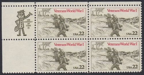 # 2154 (1985) World War I - Mr. Zip, BK/4, UL, MNH