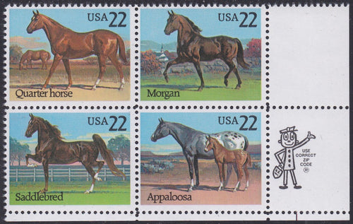 # 2155-58 (1985) Horses - Mr. Zip, BK/4, LR, MNH