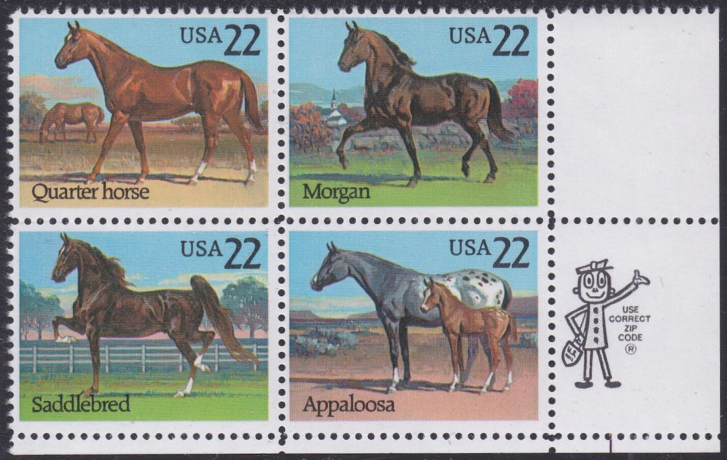 # 2155-58 (1985) Horses - Mr. Zip, BK/4, LR, MNH