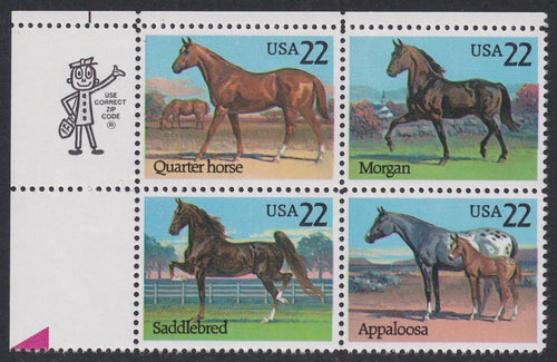 # 2155-58 (1985) Horses - Mr. Zip, BK/4, UL, MNH