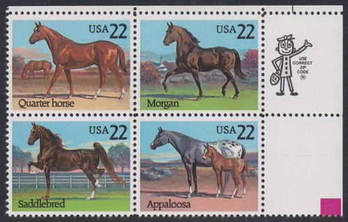 # 2155-58 (1985) Horses - Mr. Zip, BK/4, UR, MNH