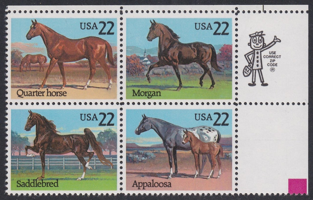 # 2155-58 (1985) Horses - Mr. Zip, BK/4, UR, MNH