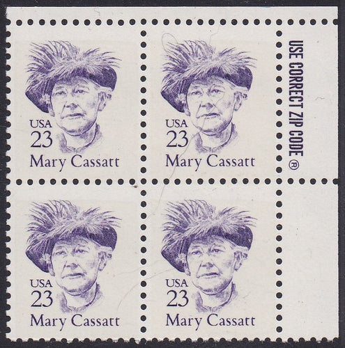 # 2181 (1988) Cassatt, Purple, LB tag, DG, perf 11 - Zip BK/4, UR, MNH