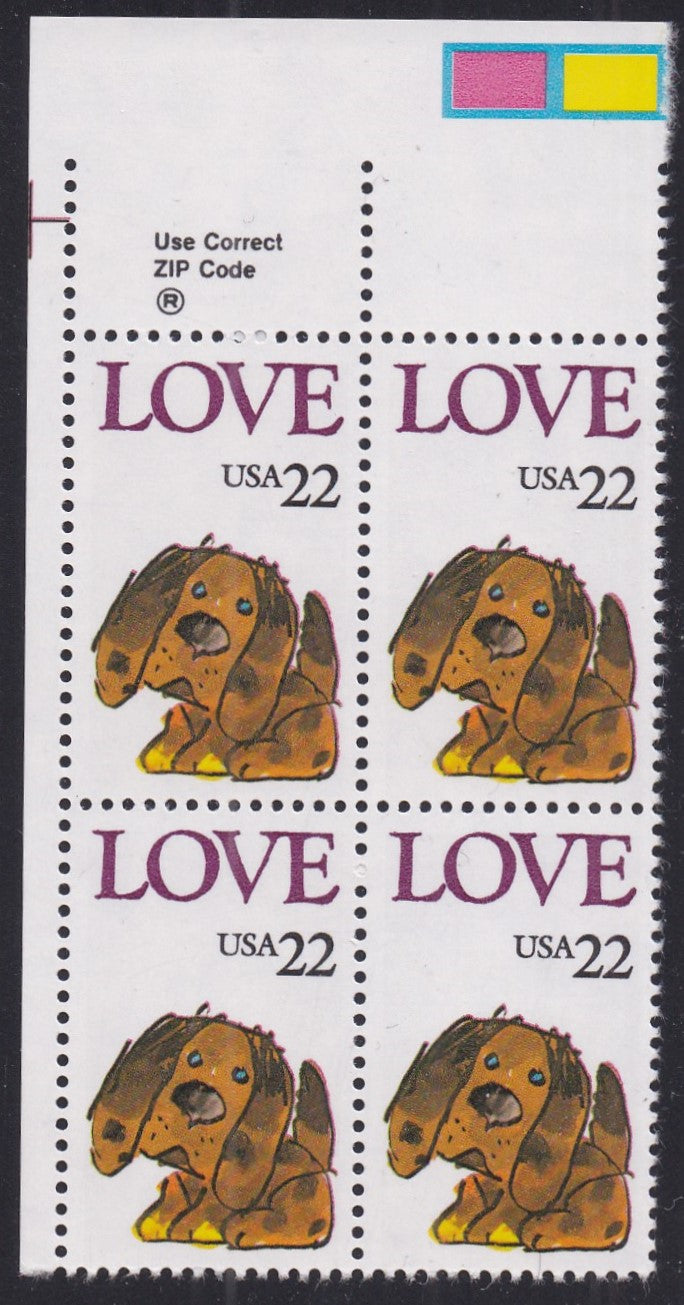 # 2202 (1986) Puppy - Zip Code, BK/4, UL, MNH