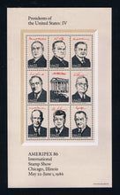 # 2216-19 (1986) Ameripex Presidents - S/S, MNH, SPECIAL SALE - BELOW FACE