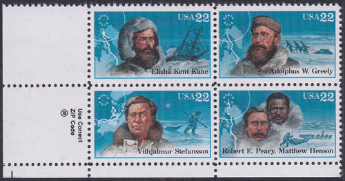 # 2220-23 (1986) Arctic Explorers - Zip Code, BK/4, LL, MNH