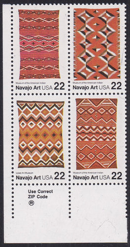 # 2235-38 (1986) Navajo Art - Zip Code, BK/4, LL, MNH