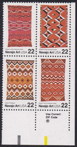 # 2235-38 (1986) Navajo Art - Zip Code, BK/4, LR, MNH