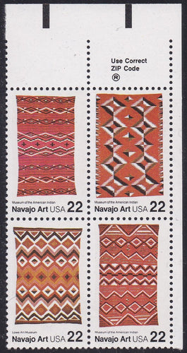 # 2235-38 (1986) Navajo Art - Zip Code, BK/4, UR, MNH