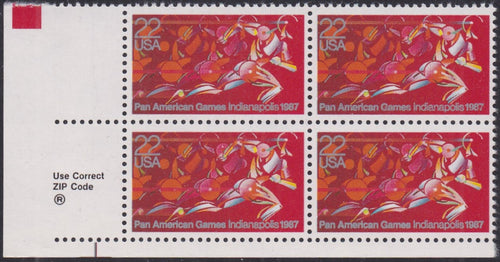# 2247 (1987) Pan AM Games - Zip Code, BK/4, LL, MNH
