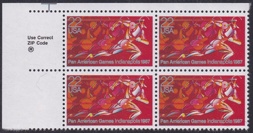 # 2247 (1987) Pan AM Games - Zip Code, BK/4, UL, MNH