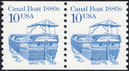 # 2257a (1993) 1880's Canal Boat, DG, OA Tag - Coil pr, MNH