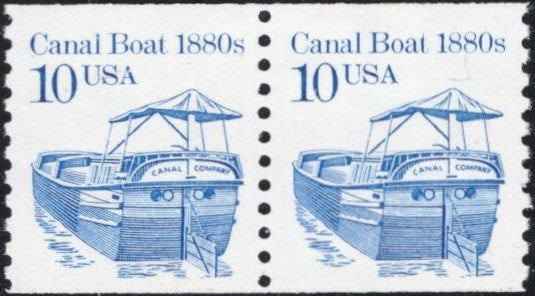 # 2257c (1993) 1880's Canal Boat, DG, OA Tag - Coil pr, MNH