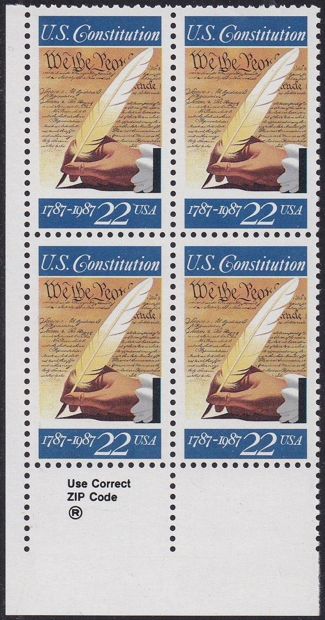 # 2360 (1987) Constitution - BK/4, LL Zip Code, MNH