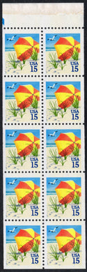 # 2443a (1990) Beach Umbrella - Bklt pane, #111111, blue mark, MNH