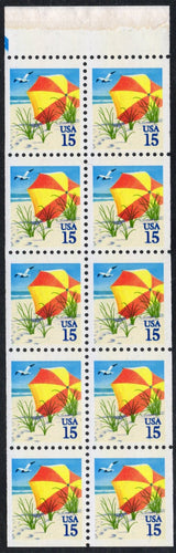 # 2443a (1990) Beach Umbrella - Bklt pane, #111111, blue mark, MNH
