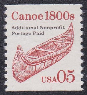# 2454 (1991) 1800's Canoe, red, LGG, Not Tag - Coil sgl, MNH
