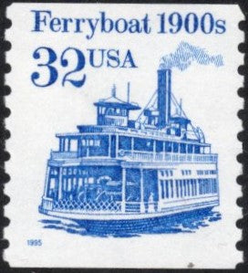 # 2466b (1995) 1900's Ferryboat, bronx blue, LGG, MP Tag - Coil sgl, MNH