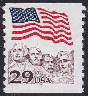 # 2523 (1991) Flag over Mt Rushmore, claret - PS/1, #1, VF MNH