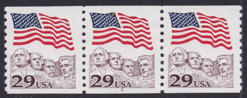 # 2523 (1991) Flag over Mt Rushmore, claret - PS/3, #2, VF MNH