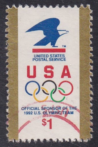 # 2539 (1991) USPS Logo with Olympic Rings - Sgl, Used, lt cncl