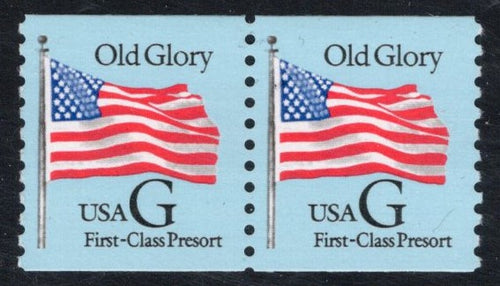 # 2888 (1994) Flag, First Class Presorted Transition Rate, Black G, Blue Bkgrd - Coil pr, MNH