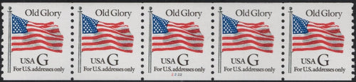 # 2889 (1994) Flag, First Class Transition Rate, Black G, White Bkgrd - PS/5, #2222, VF MNH