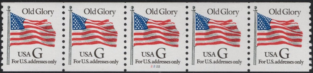 # 2889 (1994) Flag, First Class Transition Rate, Black G, White Bkgrd - PS/5, #2222, VF MNH