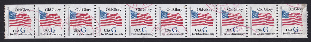 # 2890 (1994) Flag, Blue 'G', 7th Transition Rate, White Bkgrd - Coil strip/10, Used [2]
