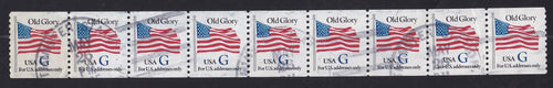 # 2890 (1994) Flag, Blue 'G', 7th Transition Rate, White Bkgrd - Coil strip/9, Used