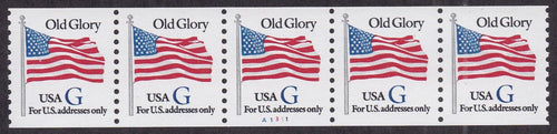 # 2890 (1994) Flag, Blue 'G', 7th Transition Rate - PS/5, #A1311, VF MNH