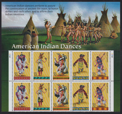 # 3072-76 (1996) American Indian Dance - PB/10, T #P1111, MNH