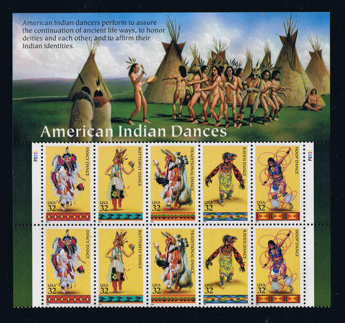 # 3072-76 (1996) American Indian Dance - PB/10, T #P2222, MNH