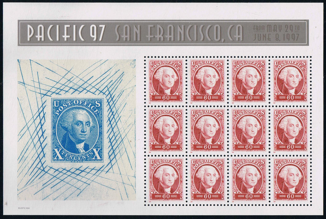 # 3140 (1997) Washington, Pacific '97 - Pane, MNH, SPECIAL SALE - BELOW FACE