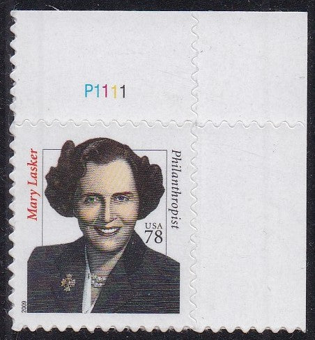 # 3432B (2001) Mary Lasker - Plt sgl, UR #P1111, MNH