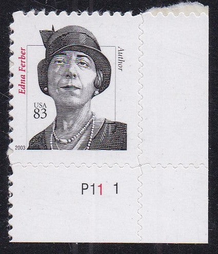 # 3434 (2003) Edna Ferber, DC 11.25 - Plt sgl, LR #P11-1, MNH