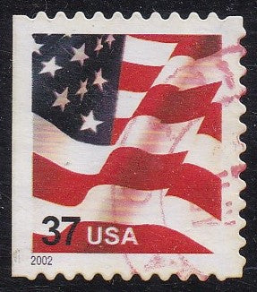 # 3634 (2002) Flag, 2002 year date, die cut 11.1 - Bklt sgl, Used