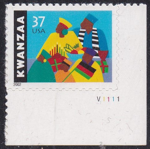 # 3673 (2002) Kwanzaa - Plt sgl, LR #V1111, MNH