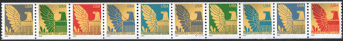 # 3844-53 (2004) Colored Eagles - Coil Strip/10, MNH
