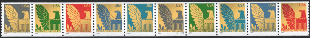 # 3844-53 (2004) Colored Eagles - Coil Strip/10, MNH