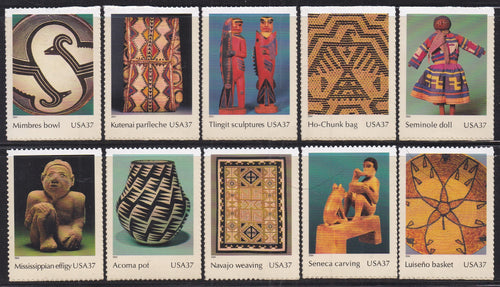 # 3873 (2004) American Indian Art - Sgls, Set/10, MNH