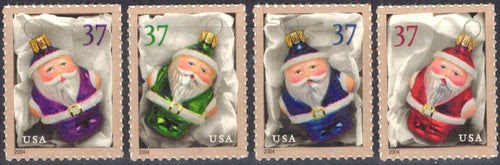 # 3883-86 (2004) Santa Bulbs - Sgls, Set/4, MNH