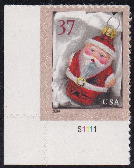 # 3886 (2004) Red Santa Bulb - Plt sgl, LL #S1111, MNH